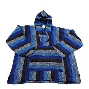 Baja Sweater Mens XL Hoodie Stripe Rug Jerga Pullover Skater Surfer Grunge Boho